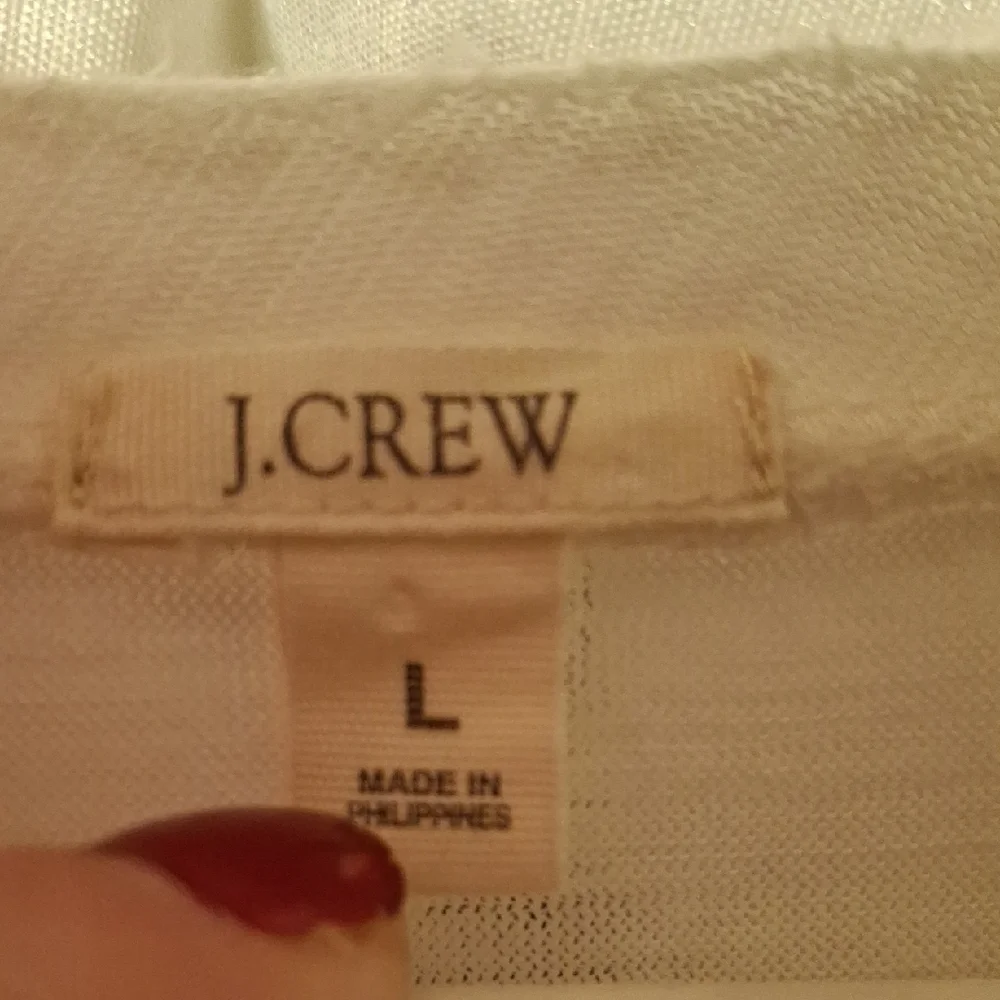 J. Crew Cream Top with Embellished Neckline Lg